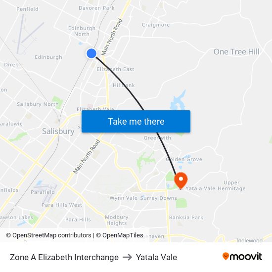 Zone A Elizabeth Interchange to Yatala Vale map