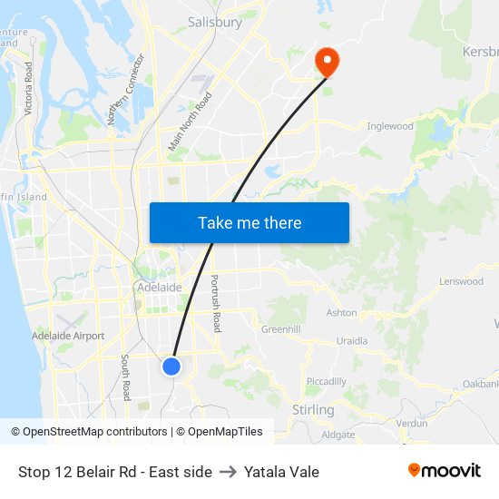 Stop 12 Belair Rd - East side to Yatala Vale map