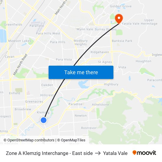 Zone A Klemzig Interchange - East side to Yatala Vale map