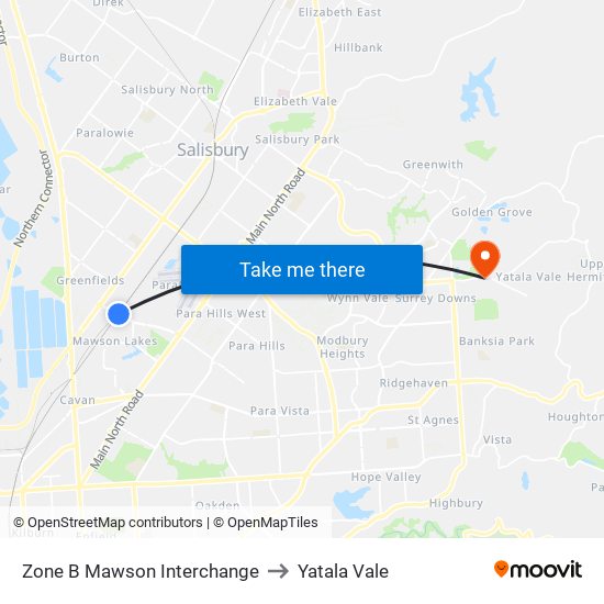 Zone B Mawson Interchange to Yatala Vale map