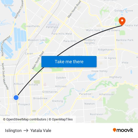 Islington to Yatala Vale map