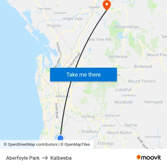 Aberfoyle Park to Kalbeeba map