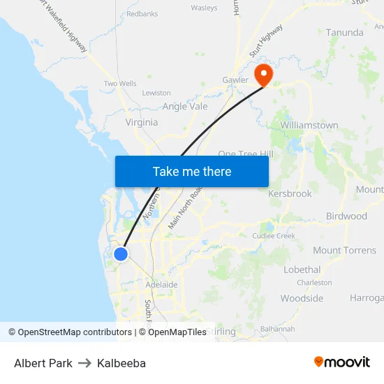 Albert Park to Kalbeeba map