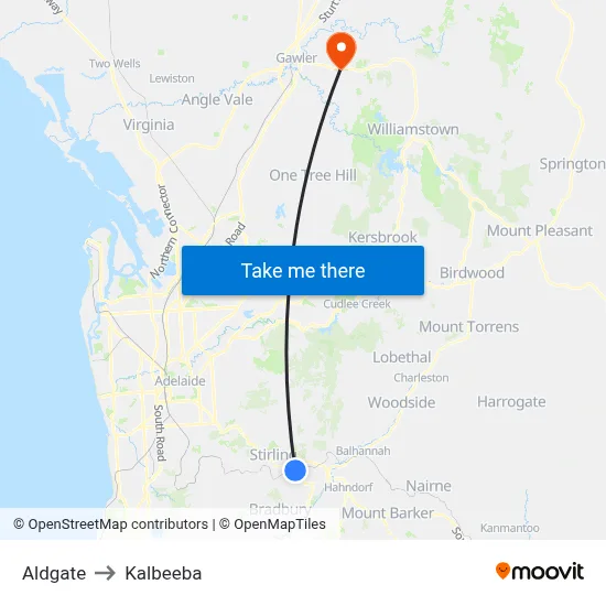 Aldgate to Kalbeeba map