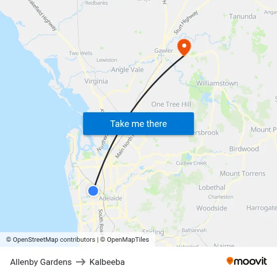 Allenby Gardens to Kalbeeba map
