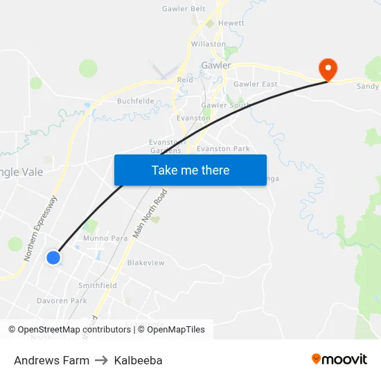 Andrews Farm to Kalbeeba map