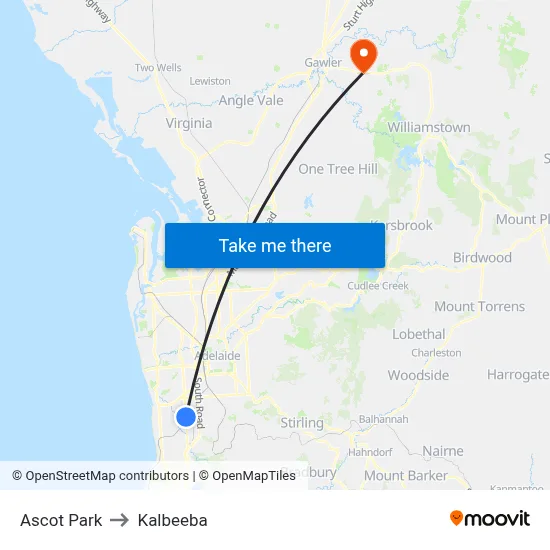 Ascot Park to Kalbeeba map