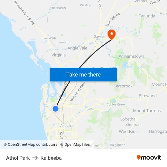 Athol Park to Kalbeeba map