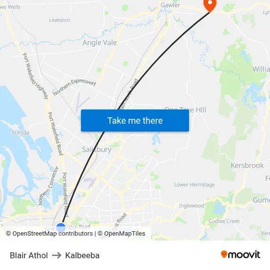 Blair Athol to Kalbeeba map