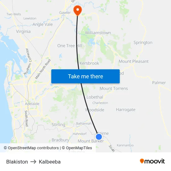 Blakiston to Kalbeeba map