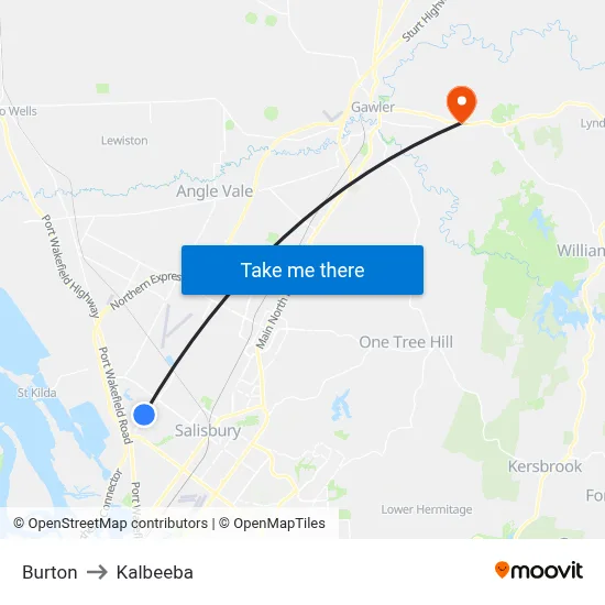 Burton to Kalbeeba map