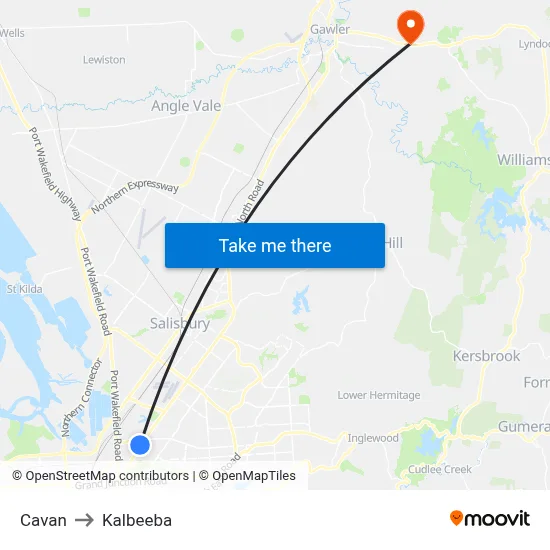 Cavan to Kalbeeba map
