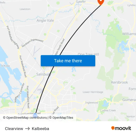 Clearview to Kalbeeba map