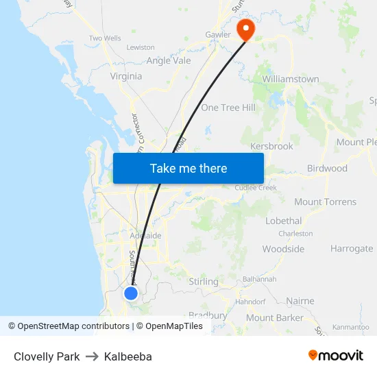 Clovelly Park to Kalbeeba map