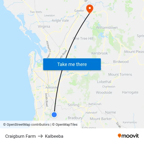 Craigburn Farm to Kalbeeba map