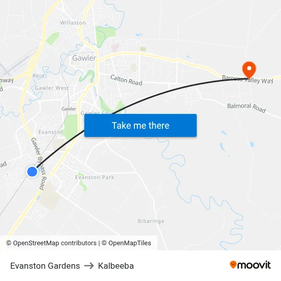 Evanston Gardens to Kalbeeba map