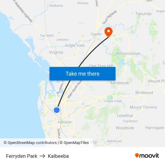 Ferryden Park to Kalbeeba map