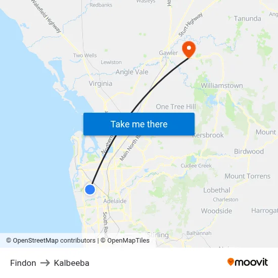 Findon to Kalbeeba map