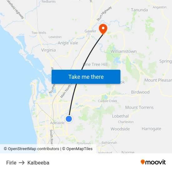 Firle to Kalbeeba map