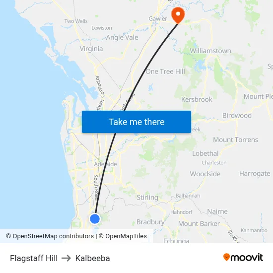 Flagstaff Hill to Kalbeeba map