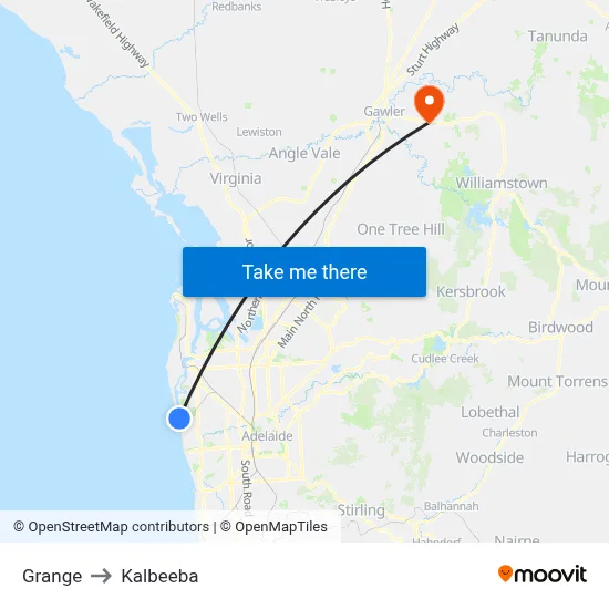 Grange to Kalbeeba map