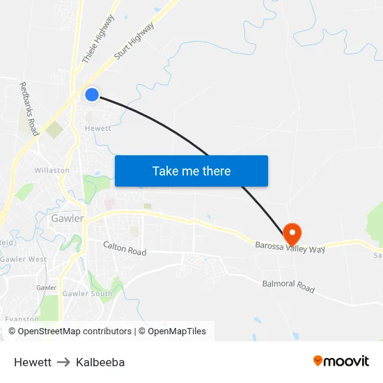 Hewett to Kalbeeba map