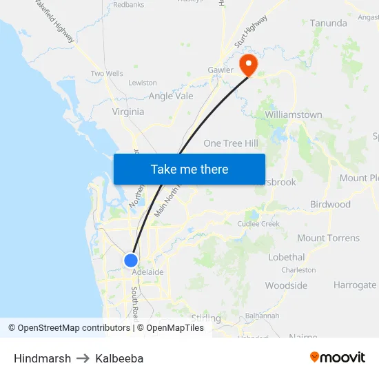 Hindmarsh to Kalbeeba map