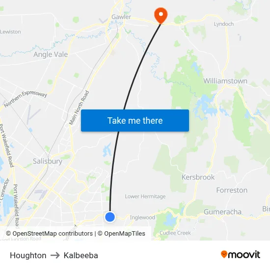 Houghton to Kalbeeba map