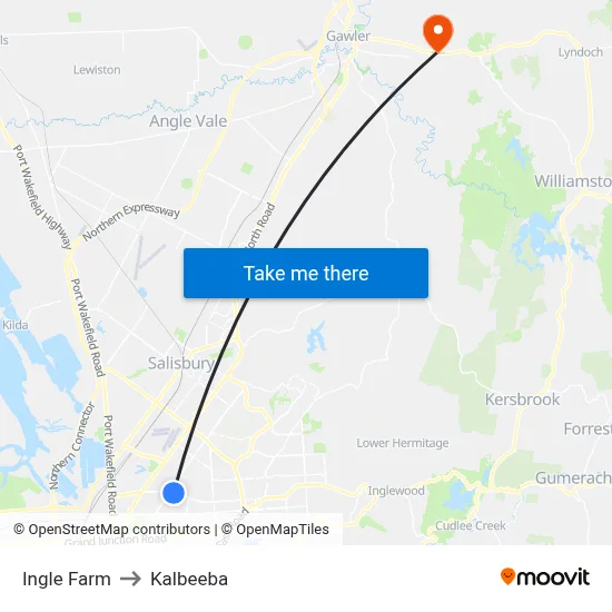 Ingle Farm to Kalbeeba map