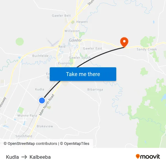 Kudla to Kalbeeba map