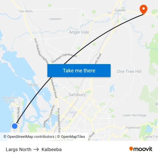 Largs North to Kalbeeba map