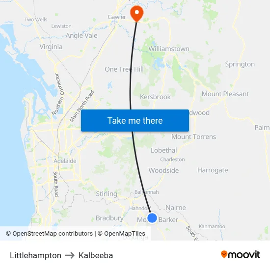 Littlehampton to Kalbeeba map