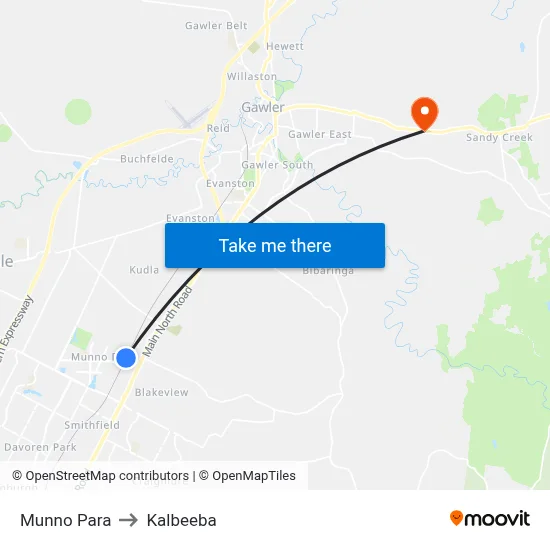Munno Para to Kalbeeba map