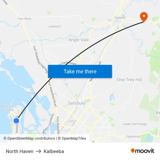 North Haven to Kalbeeba map