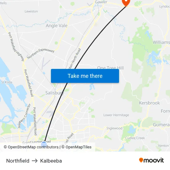Northfield to Kalbeeba map