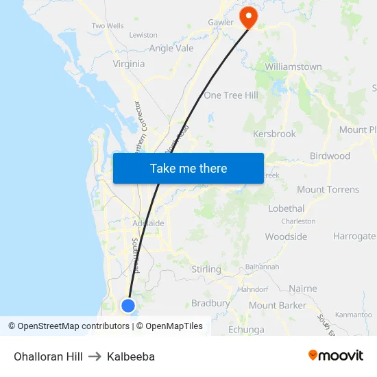 Ohalloran Hill to Kalbeeba map
