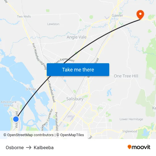 Osborne to Kalbeeba map