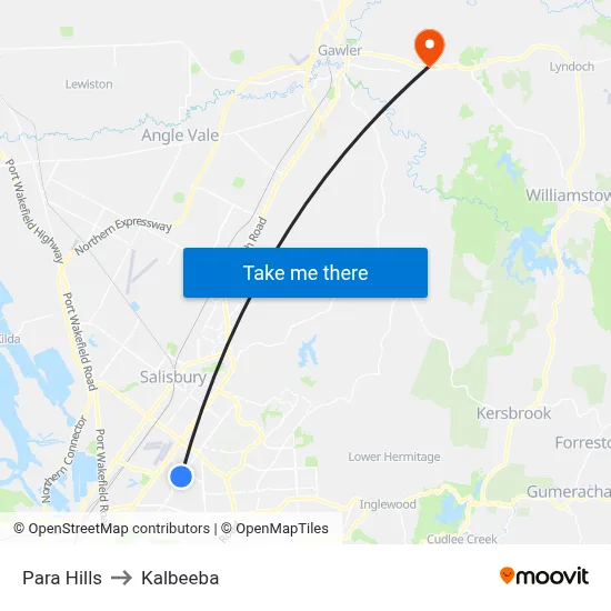 Para Hills to Kalbeeba map