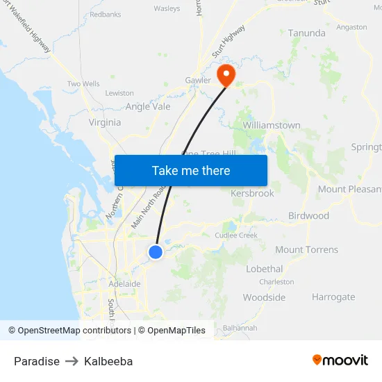 Paradise to Kalbeeba map