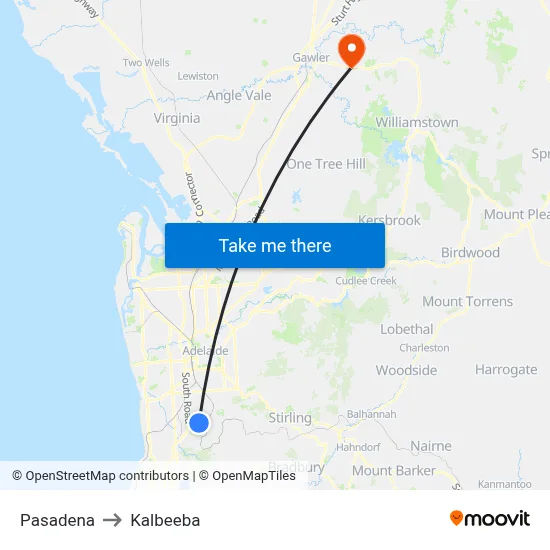 Pasadena to Kalbeeba map