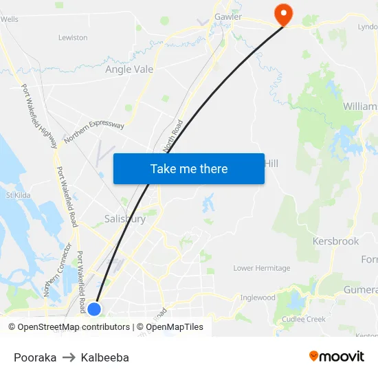 Pooraka to Kalbeeba map