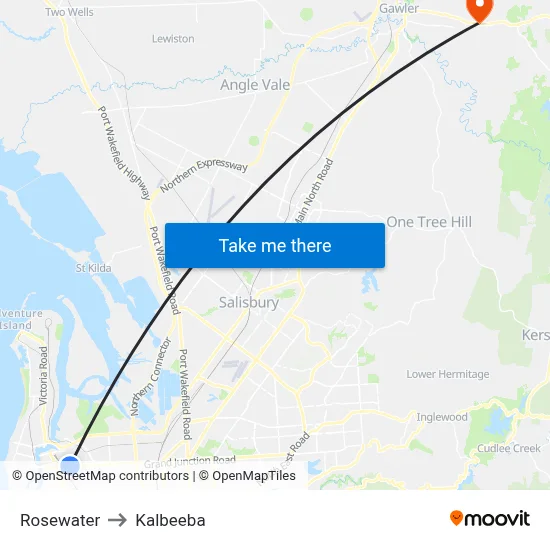 Rosewater to Kalbeeba map