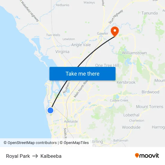Royal Park to Kalbeeba map