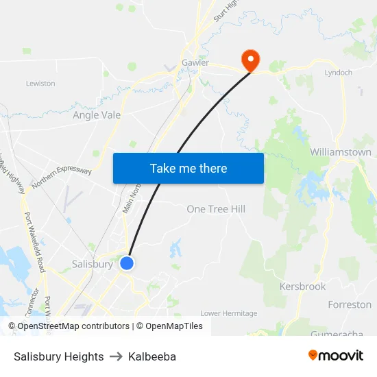 Salisbury Heights to Kalbeeba map