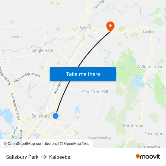 Salisbury Park to Kalbeeba map
