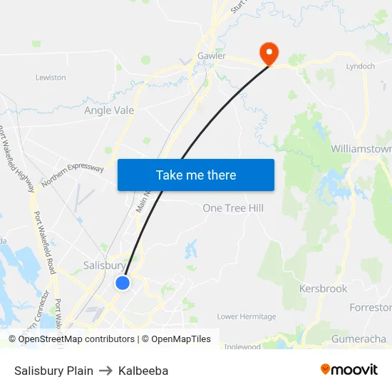 Salisbury Plain to Kalbeeba map