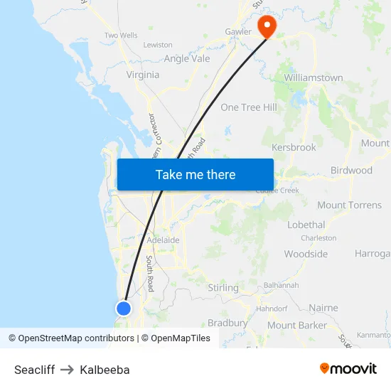 Seacliff to Kalbeeba map