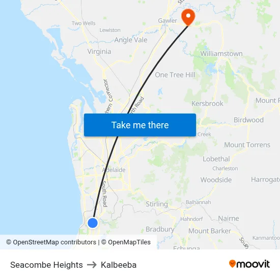 Seacombe Heights to Kalbeeba map