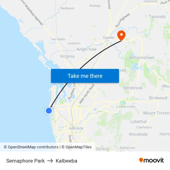 Semaphore Park to Kalbeeba map
