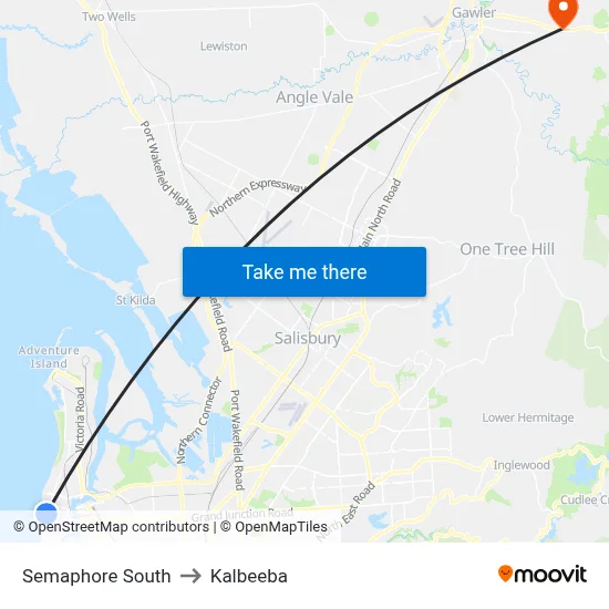 Semaphore South to Kalbeeba map
